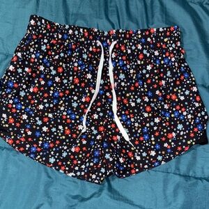 Cali Sport - Women’s Black Floral Drawstring Shorts w built in tights- XL